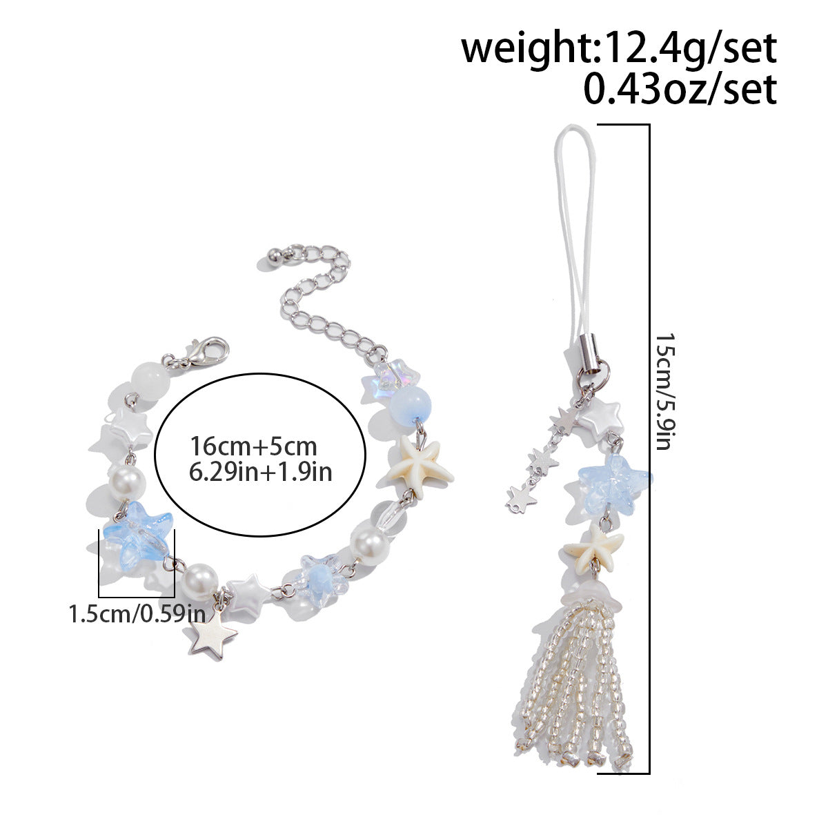 Planderful Vienna Verve Sea Star Beaded Bracelet With Fringed Imitation Pearl Pendant For Vacation Style