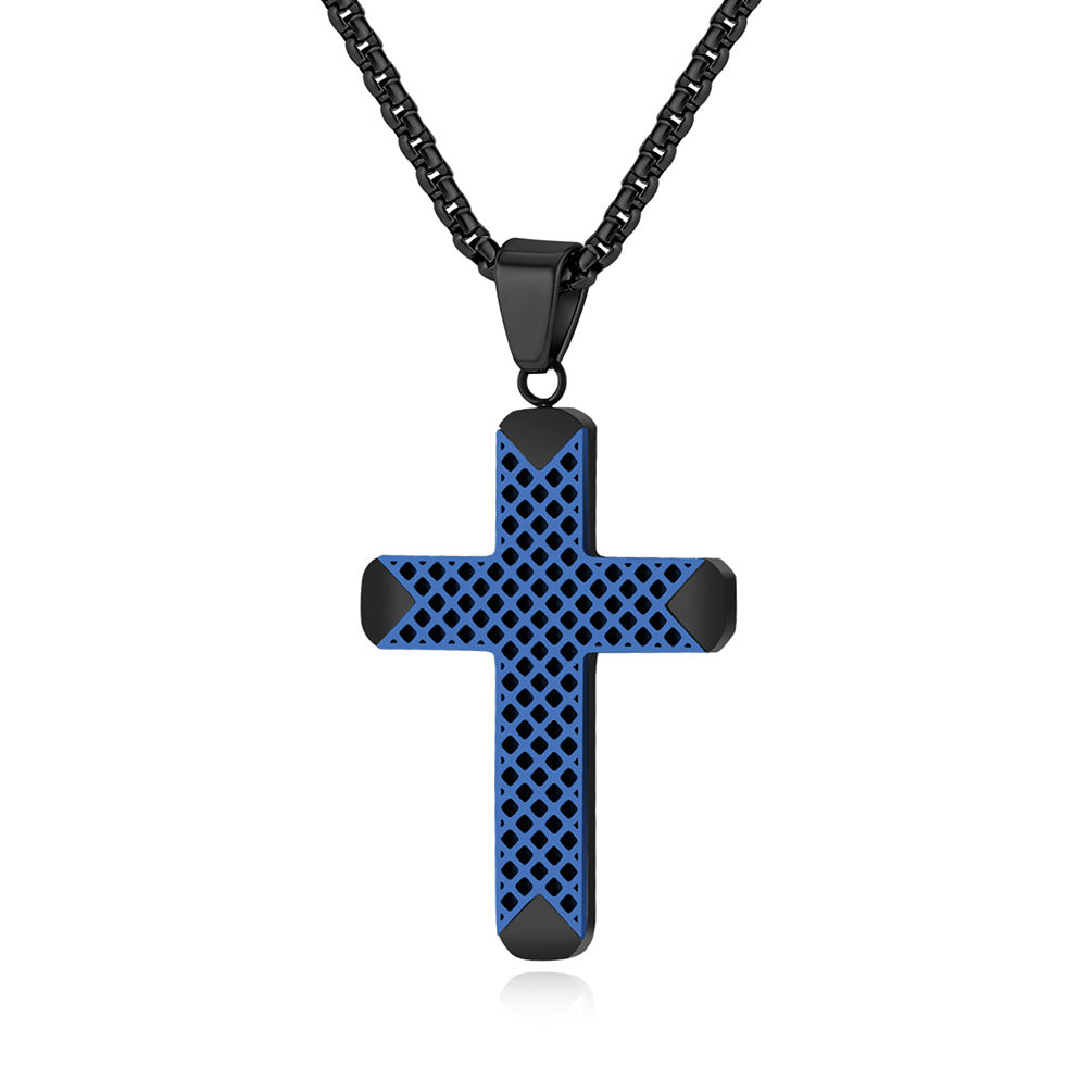 Planderful Titanium Cross Necklace For Men Dual Color Steel Pendant Premium Durable Everyday Wear