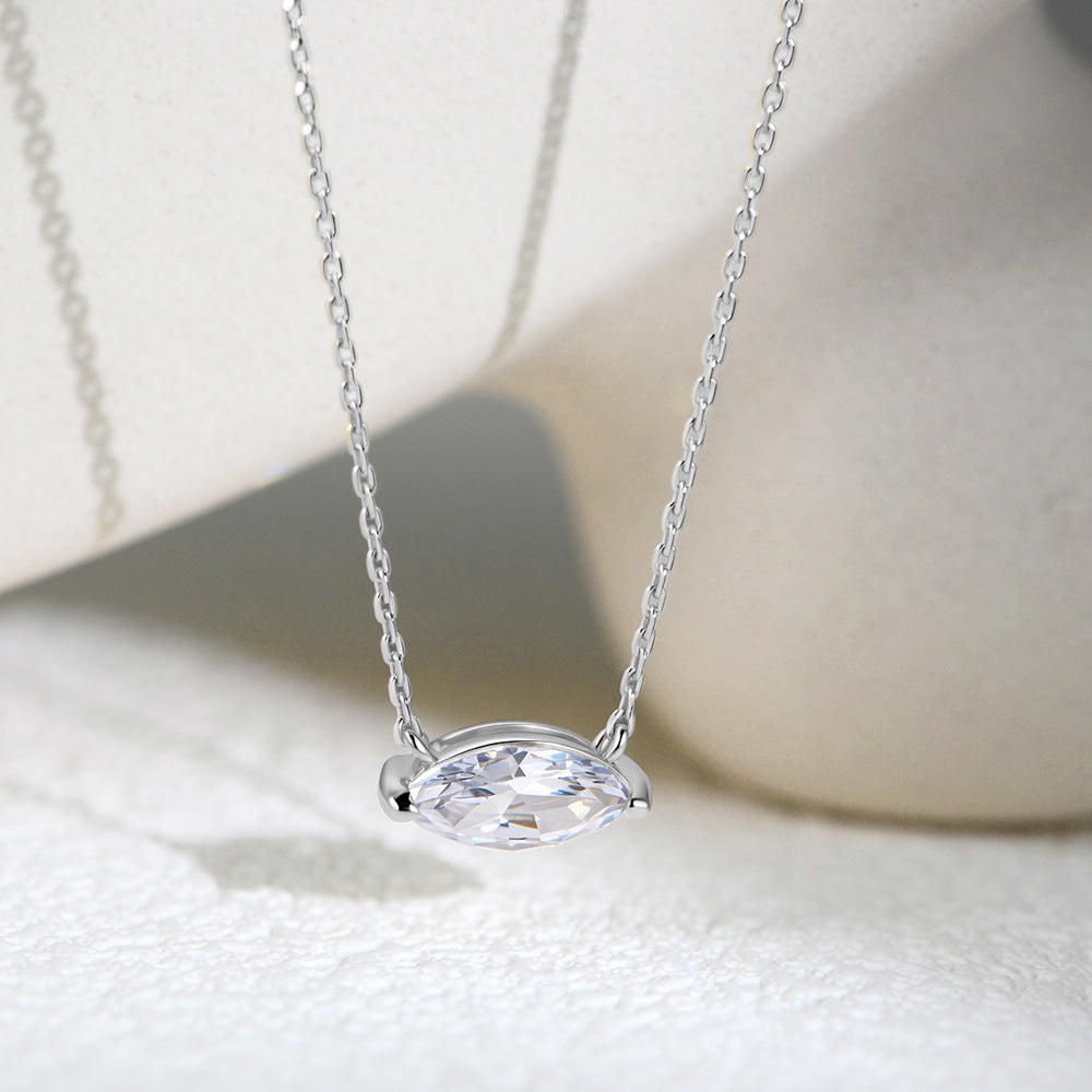 S925 Sterling Silver Horse'S Eye Zircon Pendant Necklace And