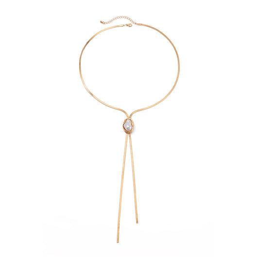 Baroque Pearl-Style Pendant & Snake Chain Necklace