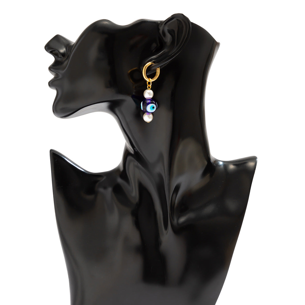 Short Retro Eyes Beaded Earrings with Faux Pearl Accents