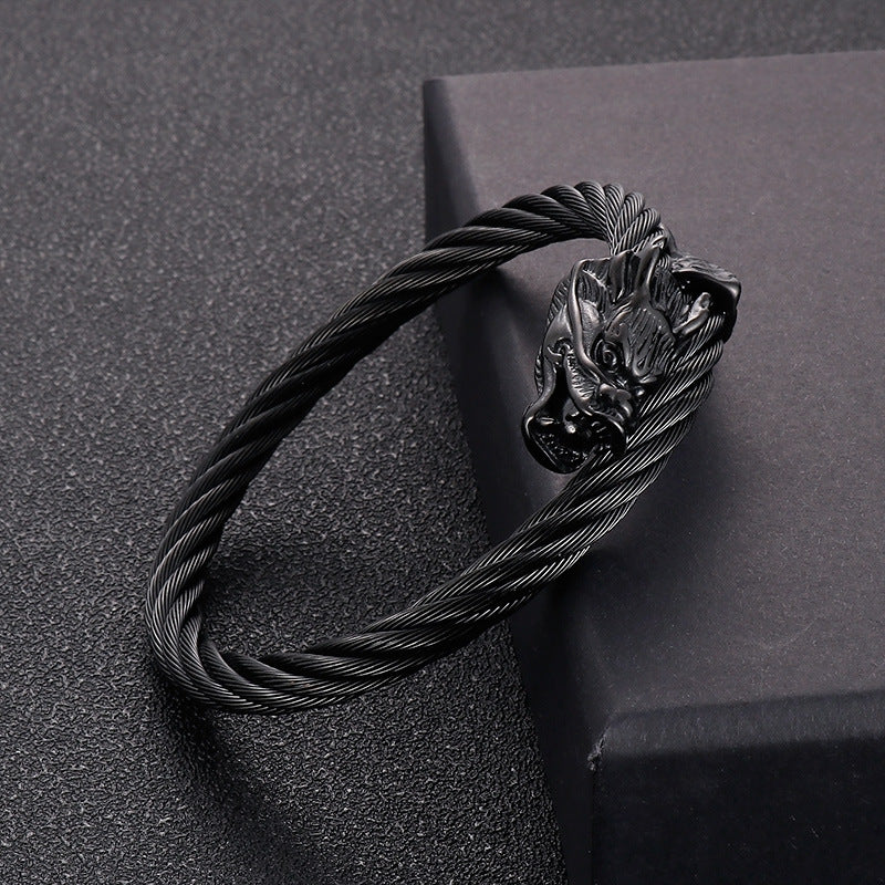 Punk Vacuum Electroplated 18k – Single Weiya Line Dragon Head Bracelet