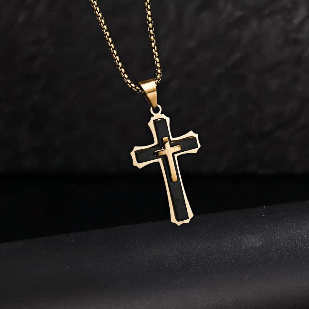 1. Planderful Stainless Steel Cross Pendant Necklace For Men Hip Hop Style Gift Worthy Jewelry