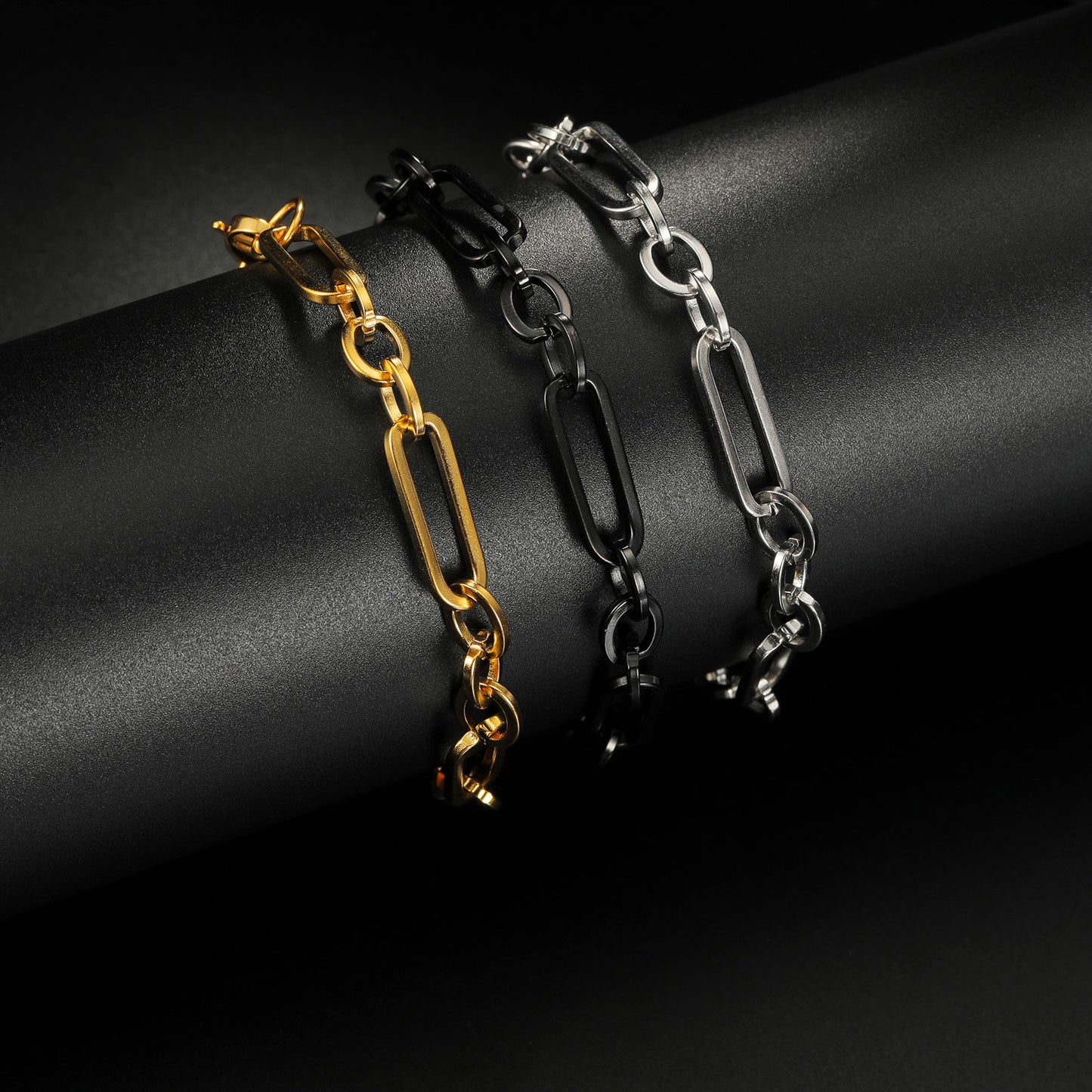 Stainless Steel Cuban Link Bracelet Figaro Blade Chain Unisex Bold Statement Planderful Everyday Genie