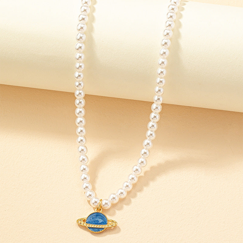 Blue Planet Pearl Pendant Necklace - Elegant and Chic Jewelry for Women