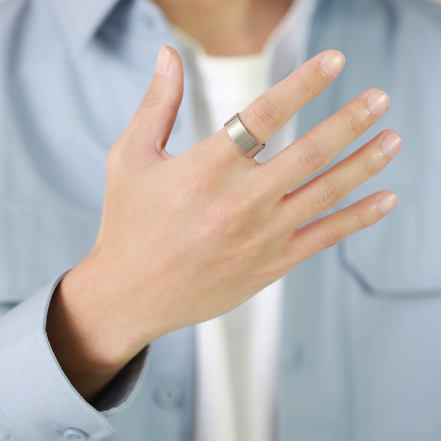 Stainless Steel Bare Body Plain Opening Adjustable Ring Steel Color for Men and Women Jewelry Wholesale