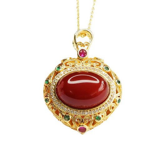 Radiant Red Agate and Zircon Necklace from Planderful Collection