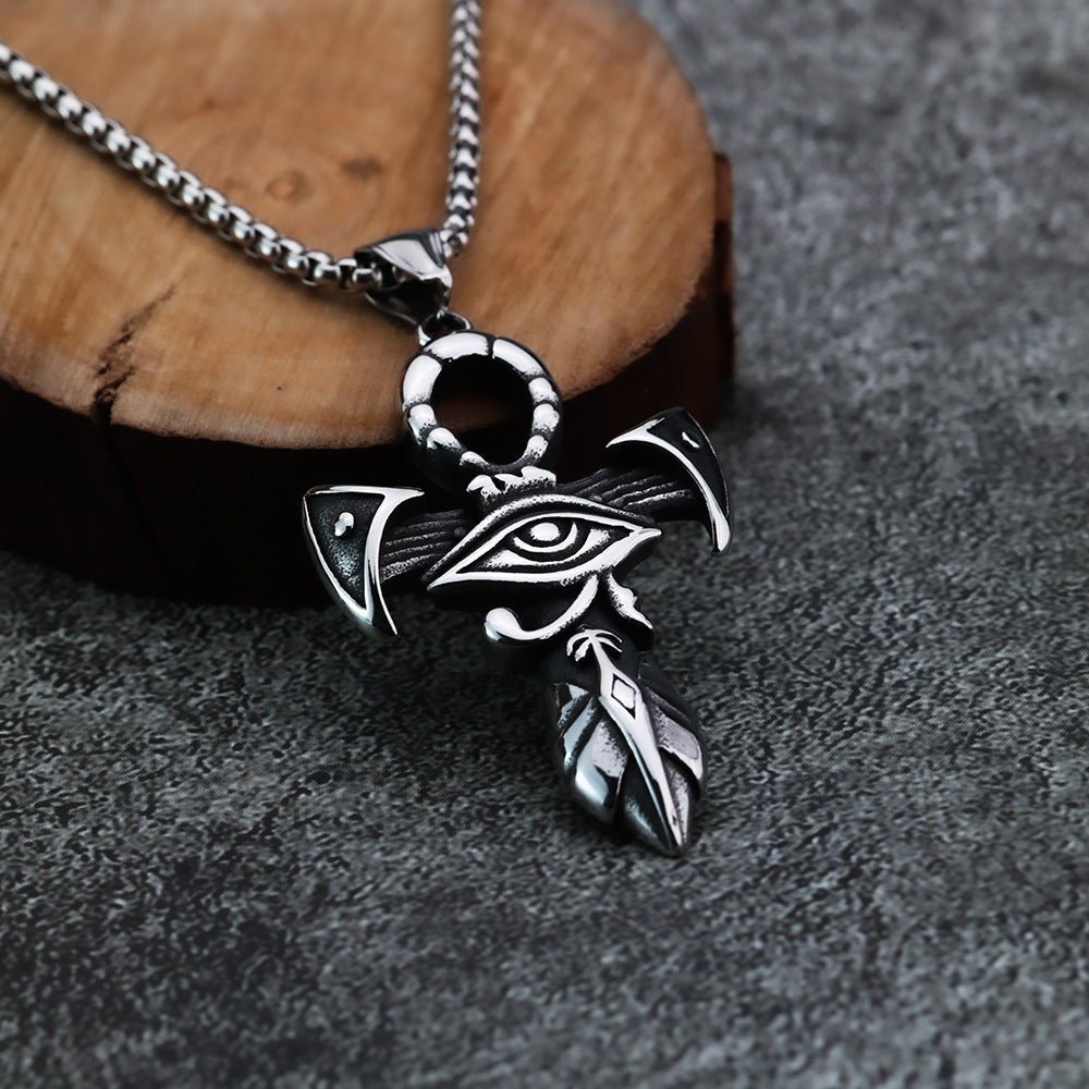 Cross-Border New Product Pendant Personalized Eye of Horus Anka Cross Men's Pendant