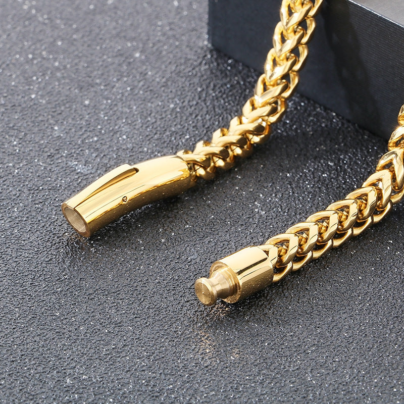 Planderful Men Stainless Steel Chain Bracelet Retro Style