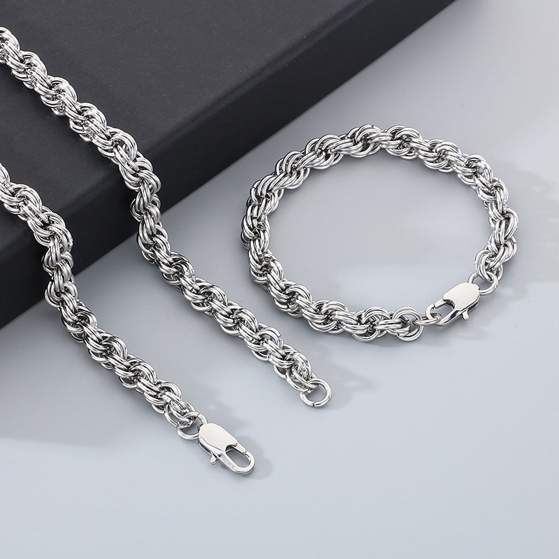 Mens Stainless Steel Twist Circle Necklace Jewelry Style