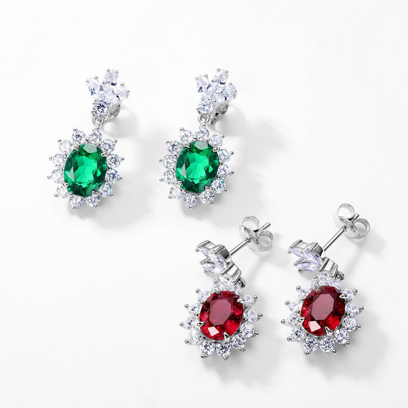 S925 Sterling Silver Lab-Grown Gemstone Signature Stud Earrings
