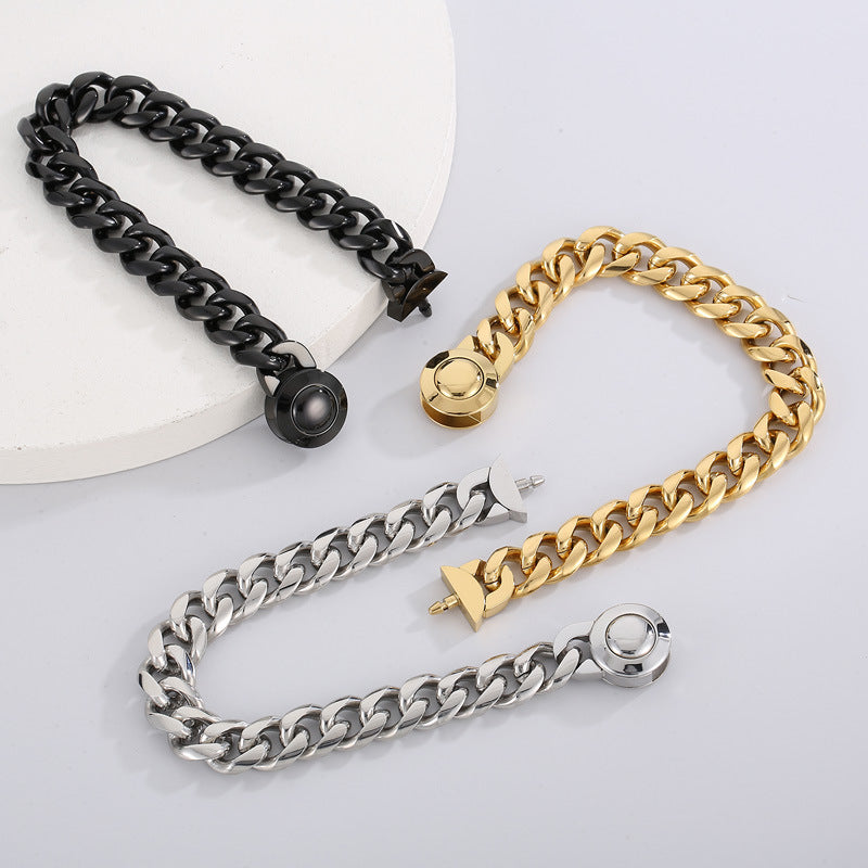 Bracelet Of The – Cnc Zircon Cuban Chain Titanium Steel Men's