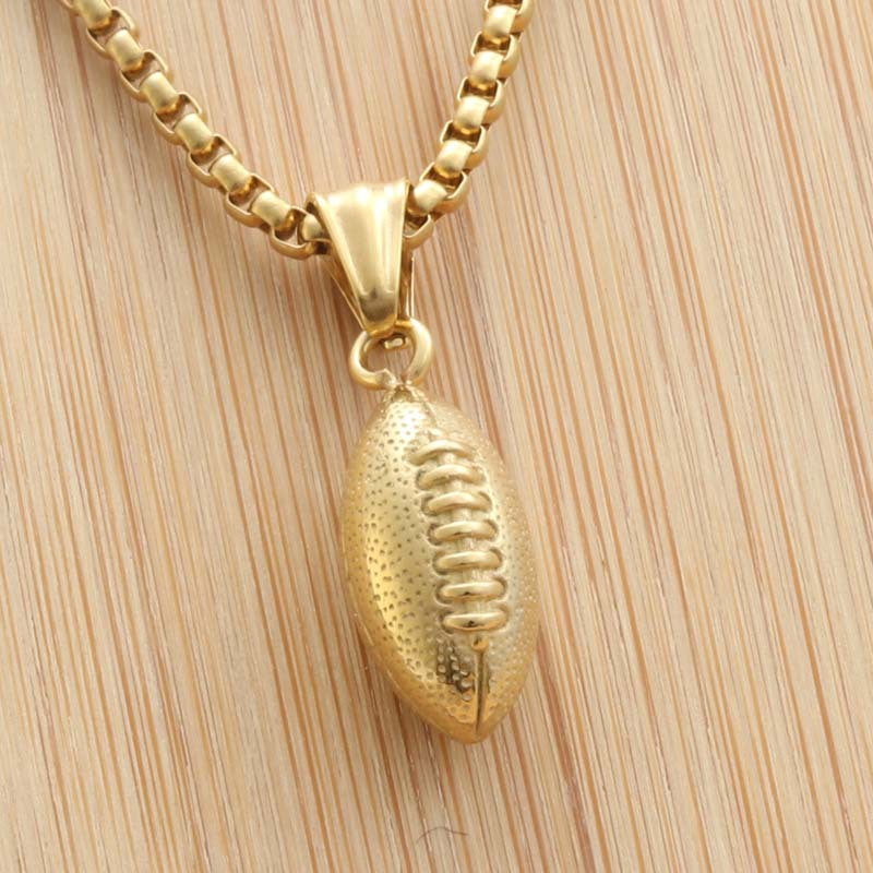 Hiphop European and American Titanium Steel Football Pendant Necklace for Men