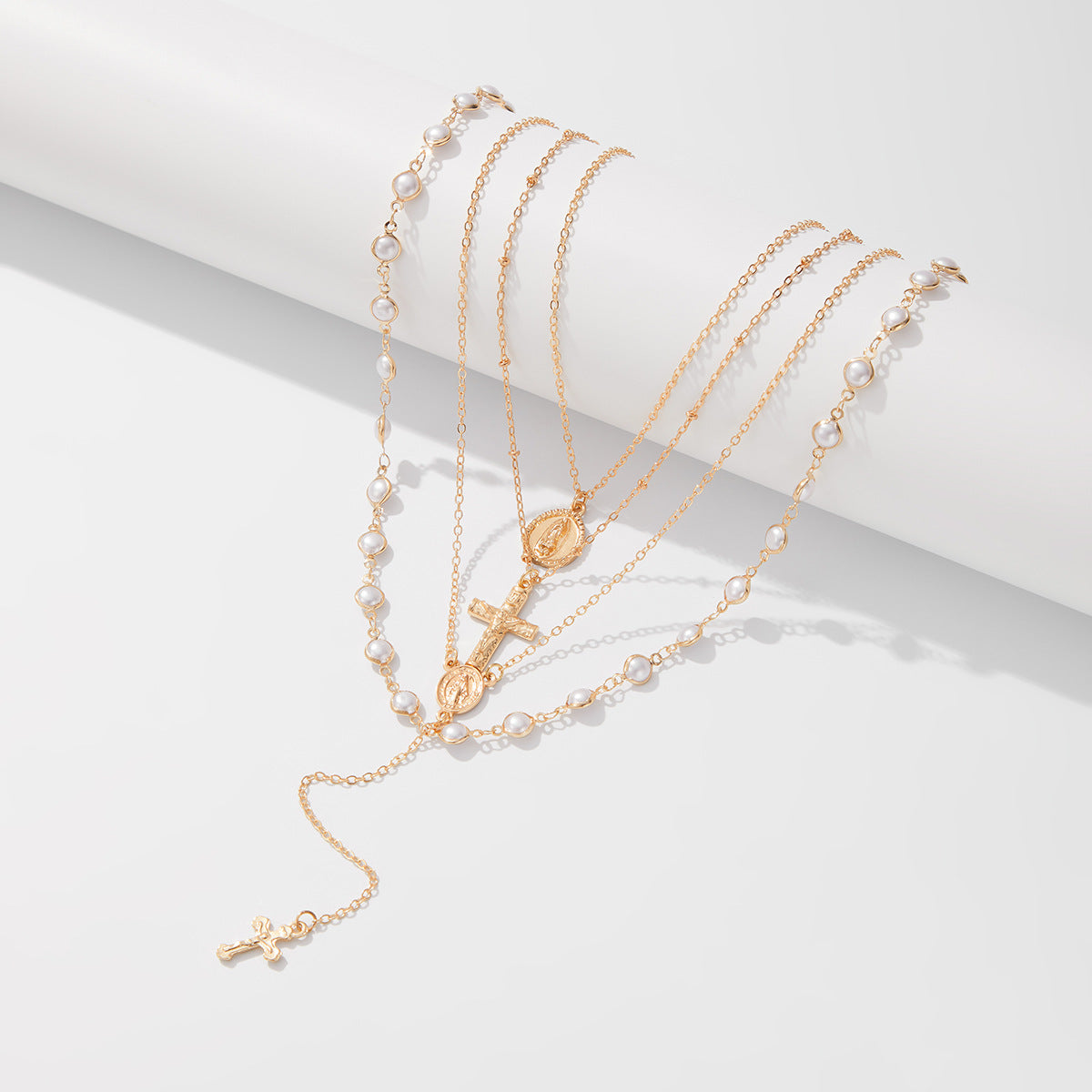 European and American cross-border personalized versatile zircon-encrusted cross pendant necklace, temperament stacked with cold ins long jewelry