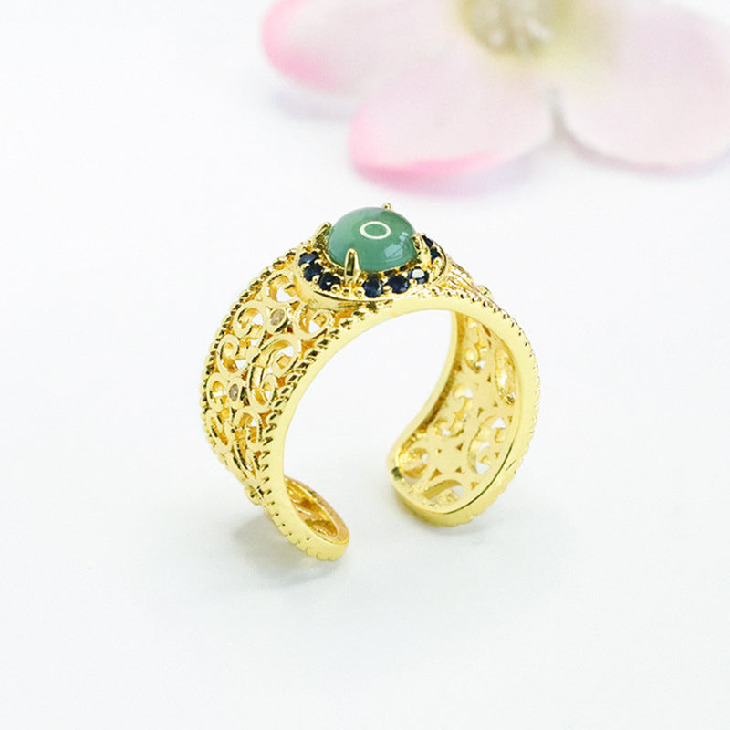 Blue Water Jadeite Open-Front Ring