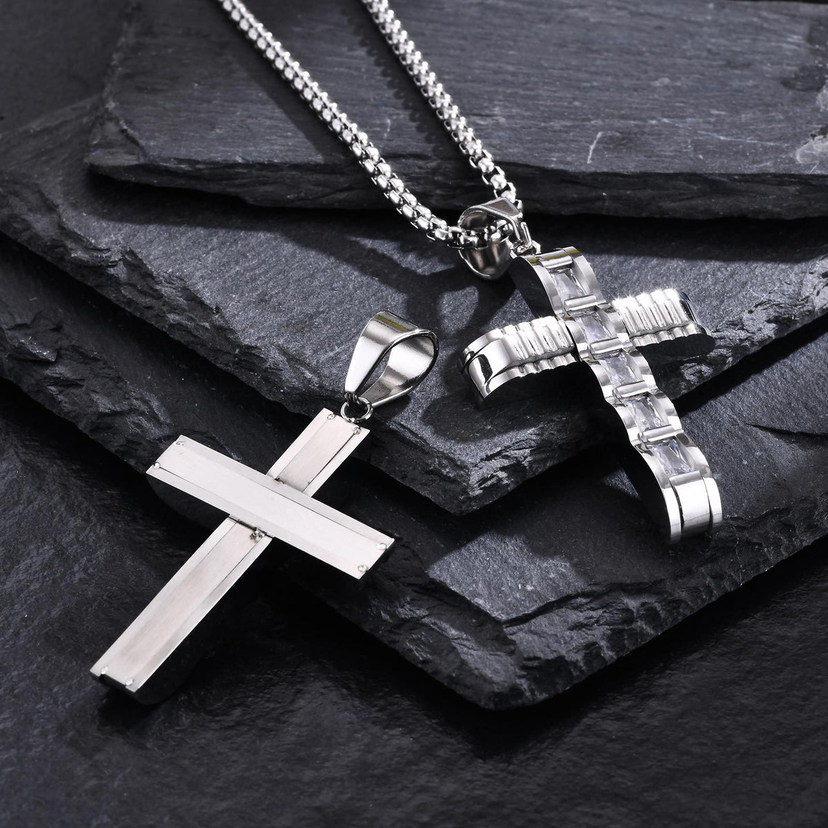Cross Zircon Stainless Steel Necklace for Men
