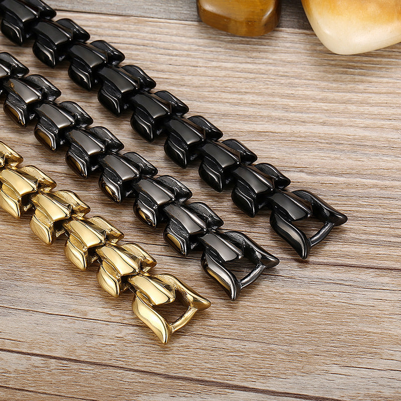 Multi-Color Titanium Steel Men's Bracelet with Vacuum Electroplating - European and American Style Dominant Leader Trend