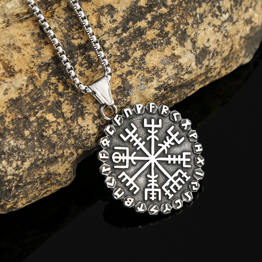 Planderful Viking Compass Rune Pendant Necklace for Men
