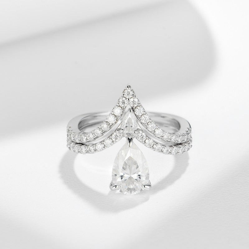 Niche Ins Wind 6 9mm Water Drop Diamond S925 Silver Ring