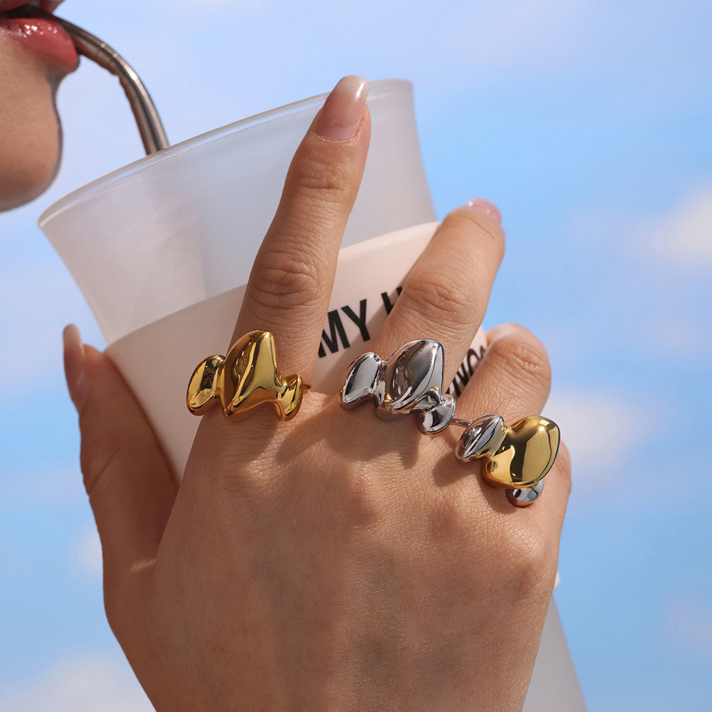 Planderful Unisex Open Index Geometric Color Ring 18K Gold