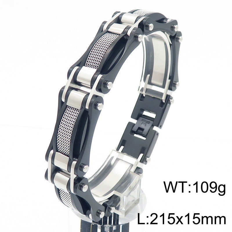 Planderful Mens Tri Color Stainless Steel Bracelet For Men
