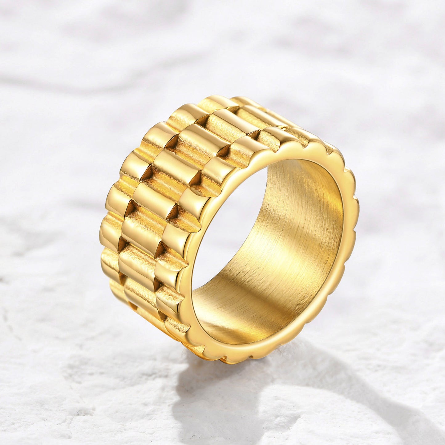 Ring Stainless Steel Strap Ring Gold Feminine Wide Index Finger