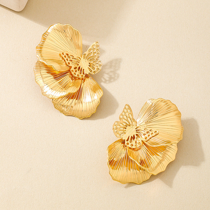Planderful Vienna Verve Earrings – Exquisite Metal Hollow Butterfly Design