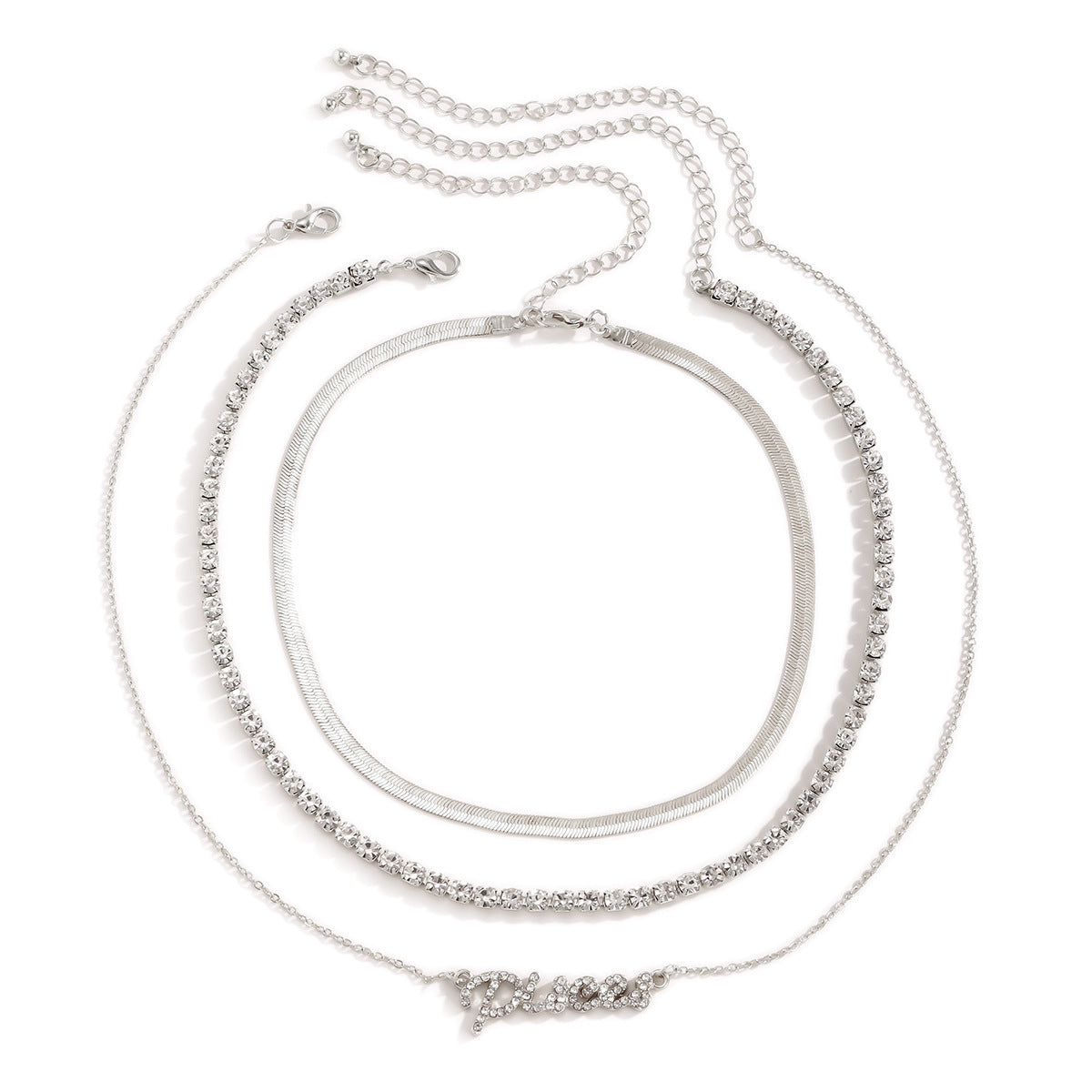 Planderful Vienna Verve Personalized Letter Zircon Necklace For Women Elegant Snake Chain Statement