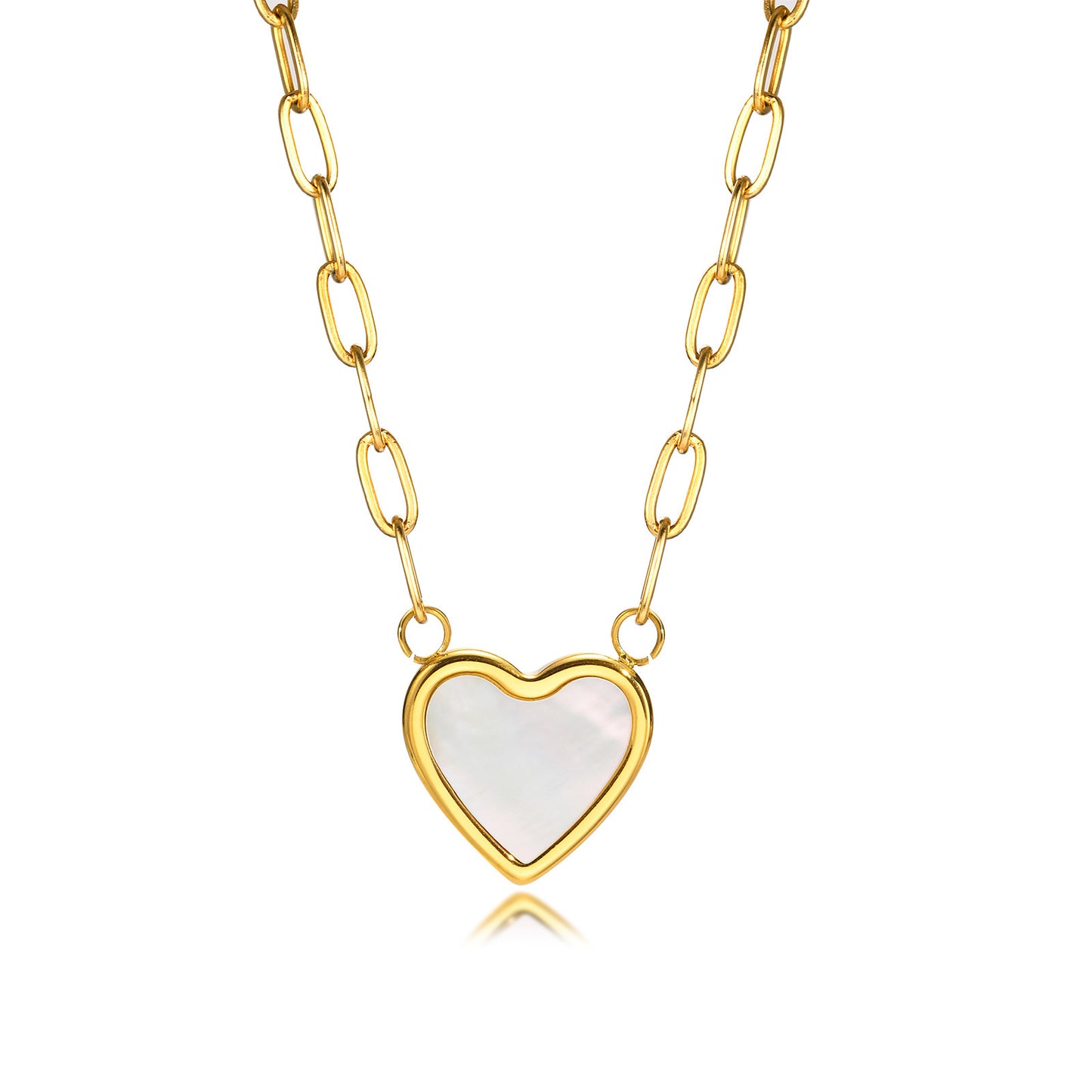 Love Pendant Necklace Stainless Steel Heart Jewelry Gold