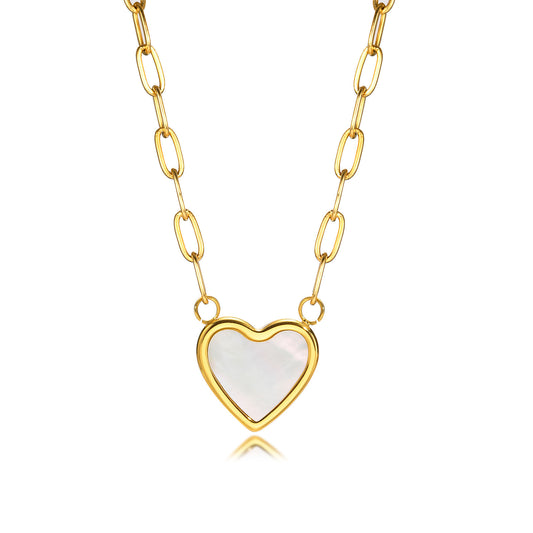Love Pendant Necklace Stainless Steel Heart Jewelry Gold