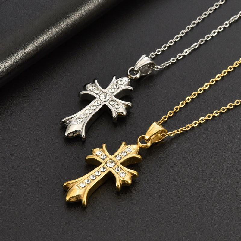 Planderful Jewelry Titanium Steel Cross Pendant Necklace Unisex Minimalist Luxury