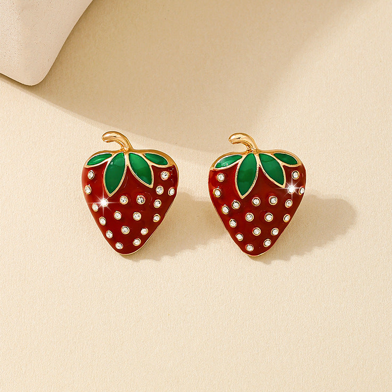 Planderful Vienna Verve Earrings – Exquisite Flash Zircon Strawberry Design