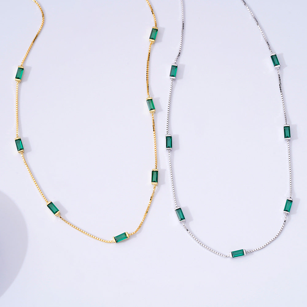 Necklace Wholesale Women's S925 Sterling Silver Emerald Zircon
