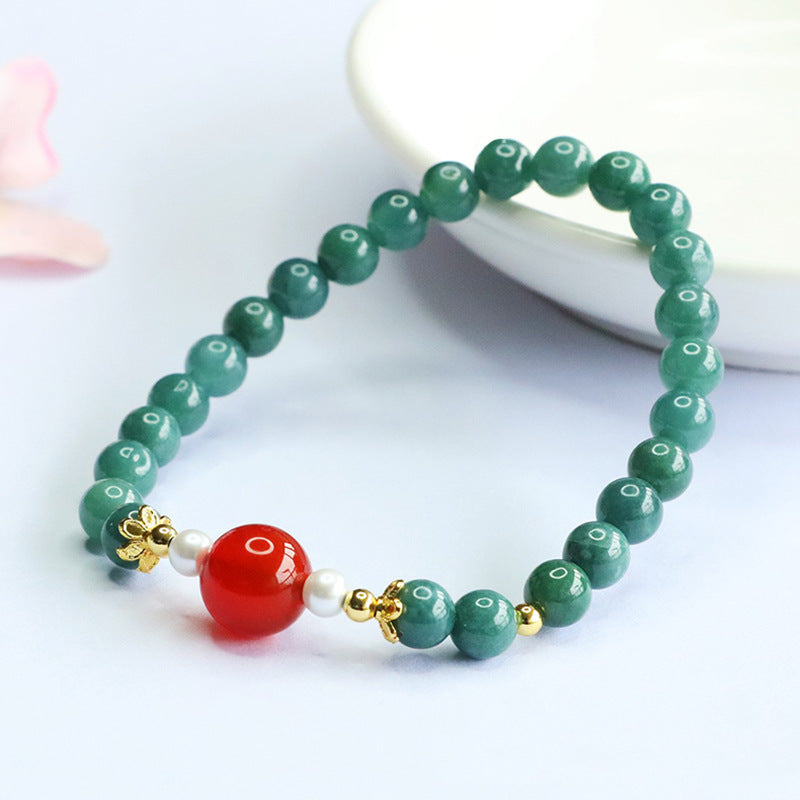 Blue Water Jadeite Agate 6 mm Beaded Bracelet