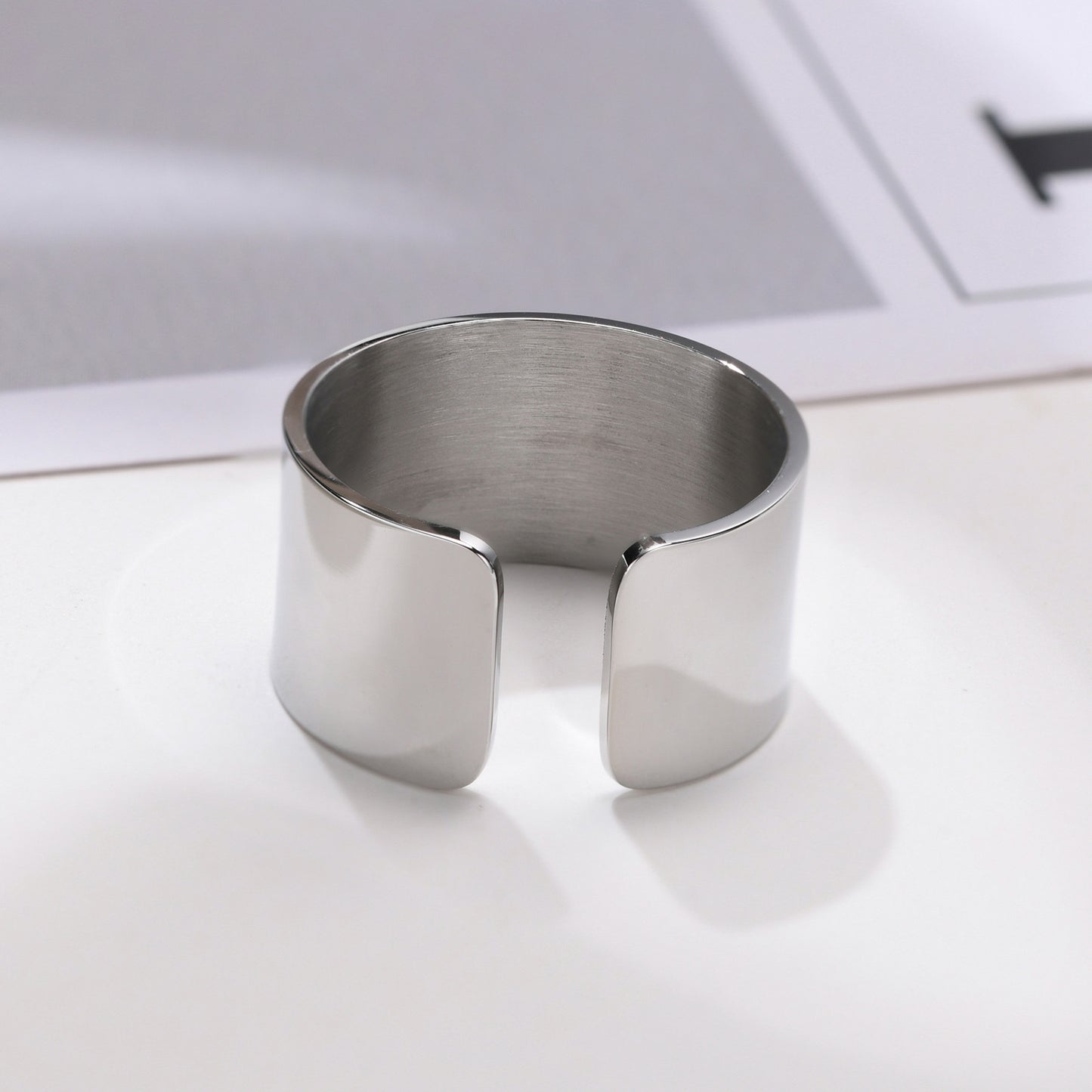 Stainless Steel Bare Body Plain Opening Adjustable Ring Steel Color for Men and Women Jewelry Wholesale