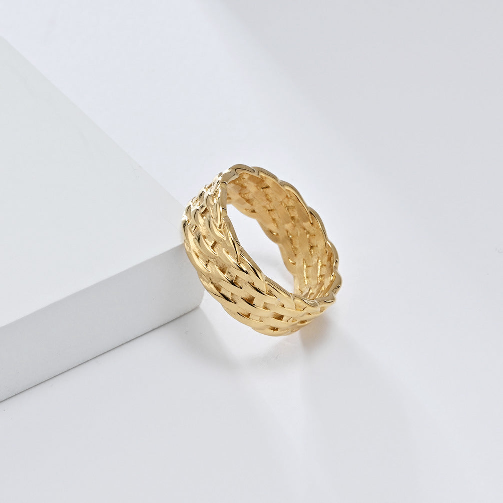 Cold Neutral Style Titanium Steel Braided Ring for High-End Fashion