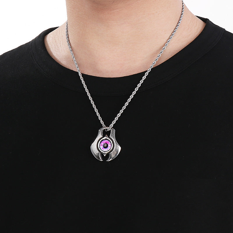 Planderful Bold Evil Eye Pendant For Men Titanium Steel
