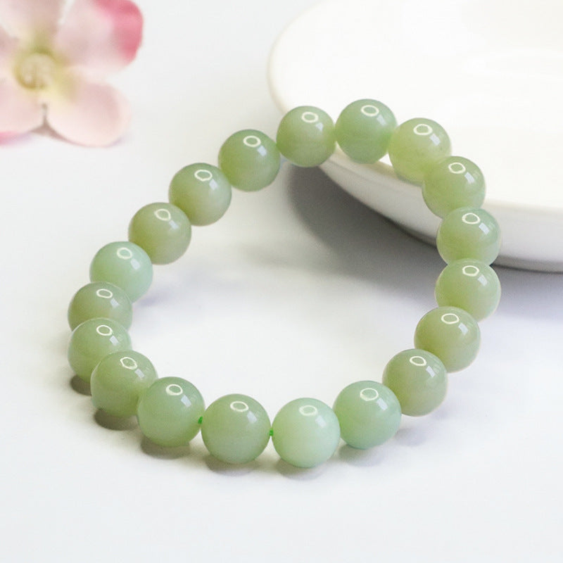 Hetian Jade Single-Wrap Round Bead Bracelet