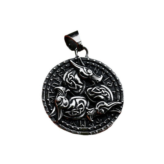 Stainless Steel Viking Wolf Head Pendant - Nordic Retro Titanium Steel Jewelry for Men