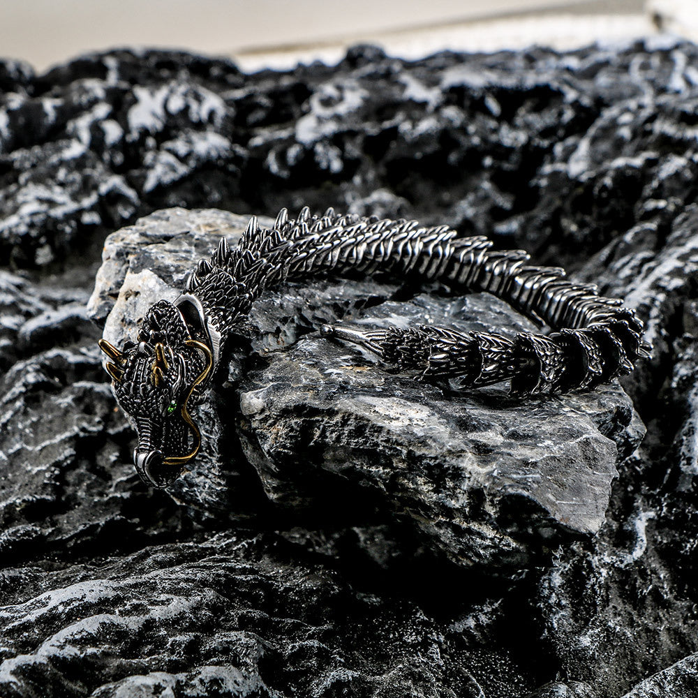 Punk Men's Titanium Steel Dragon Bracelet Teen Dragon Lin Bracelet