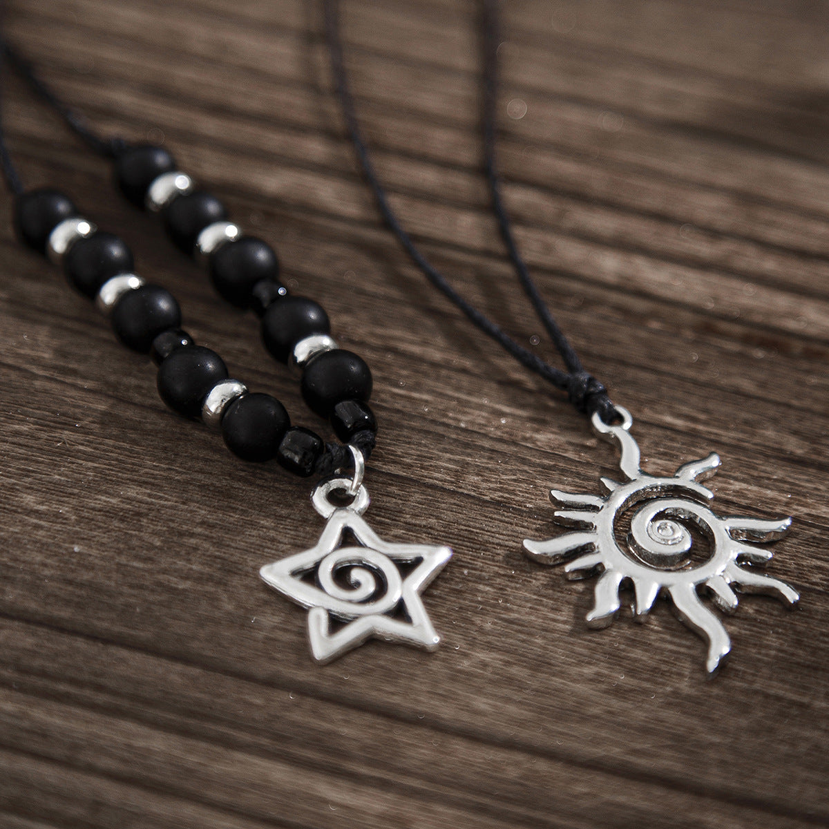 Sun & Star Frosted Bead Necklace