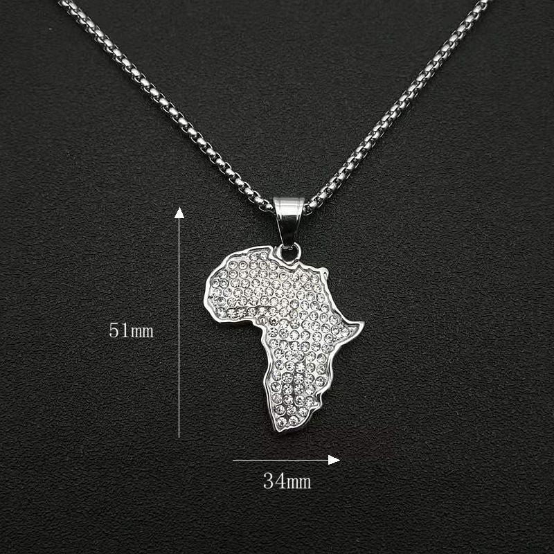 Zircon Necklace – Statement Africa Map Pendant