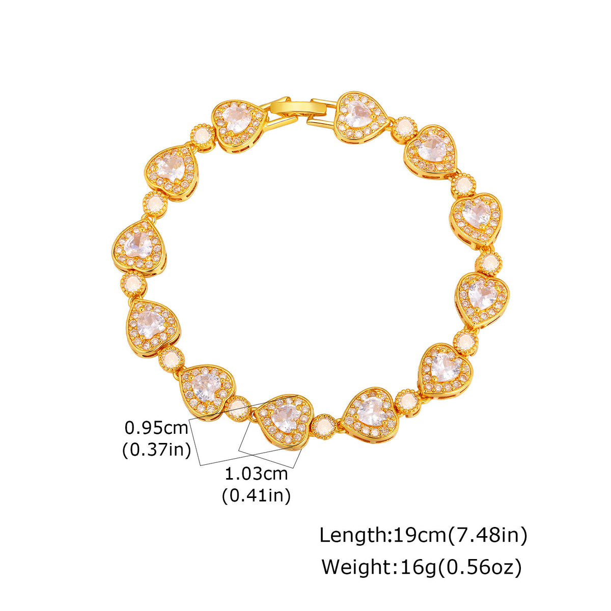 Heart Flower Zircon Copper Bracelet