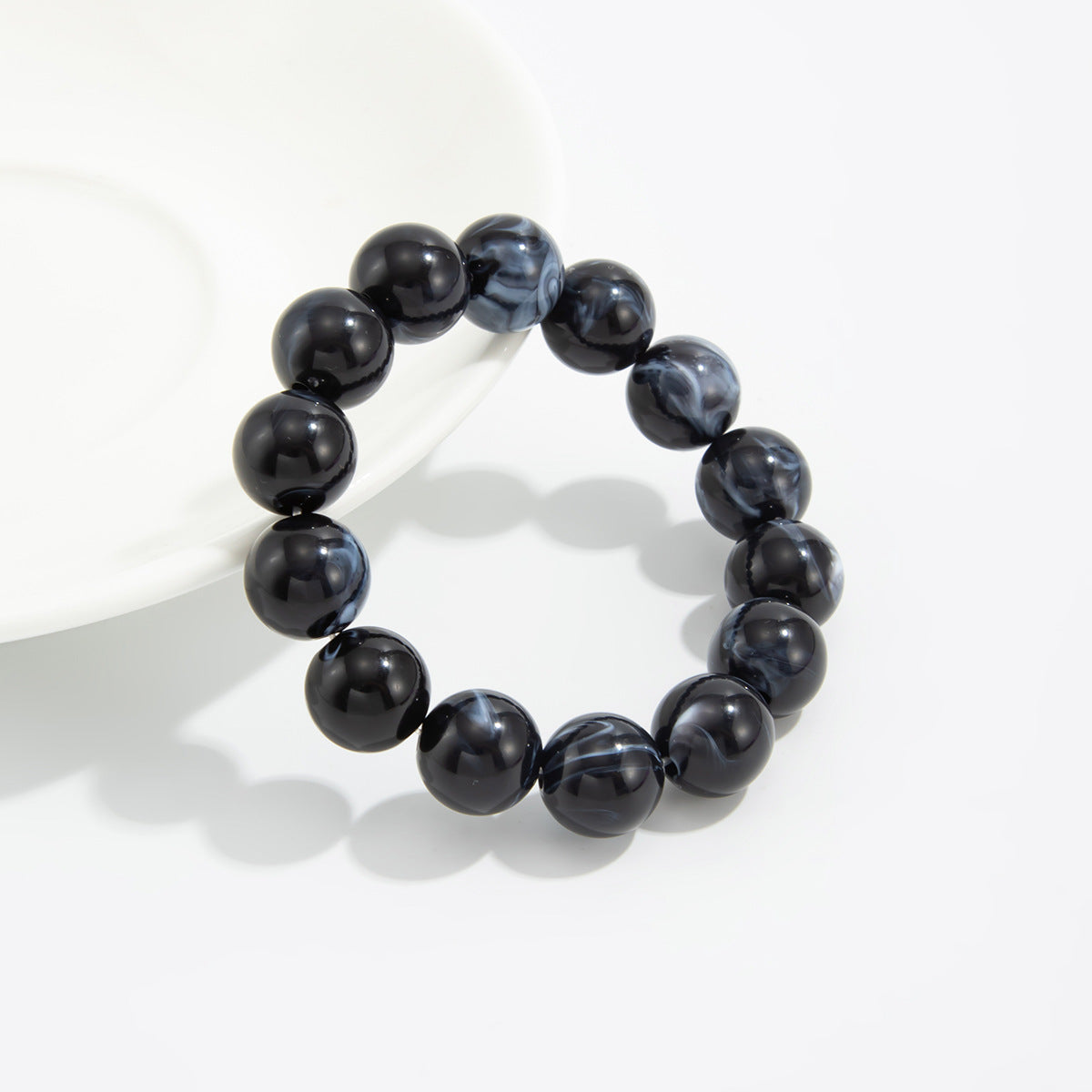 Planderful Black Pearl Bracelet Elastic Beaded For Readers