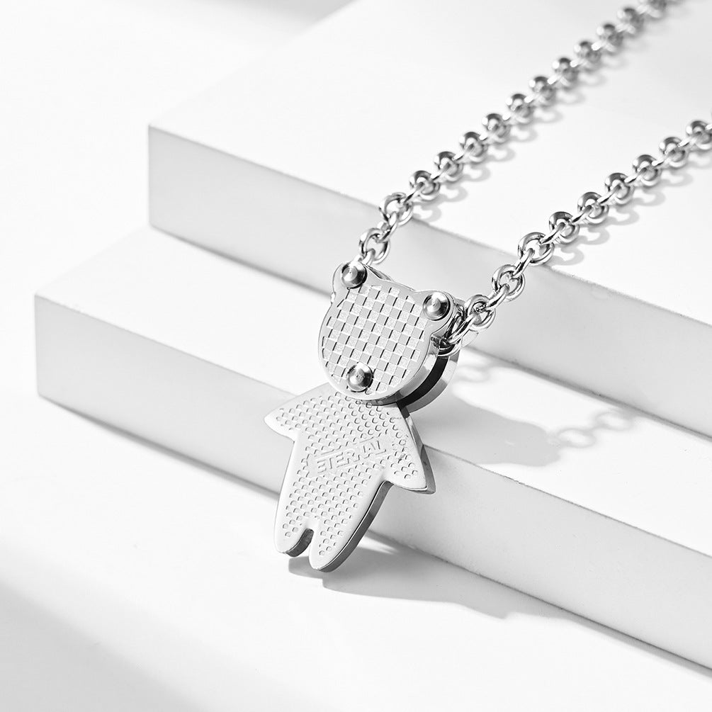 Harajuku Cold Wind Stainless Steel Bear Hipster Necklace