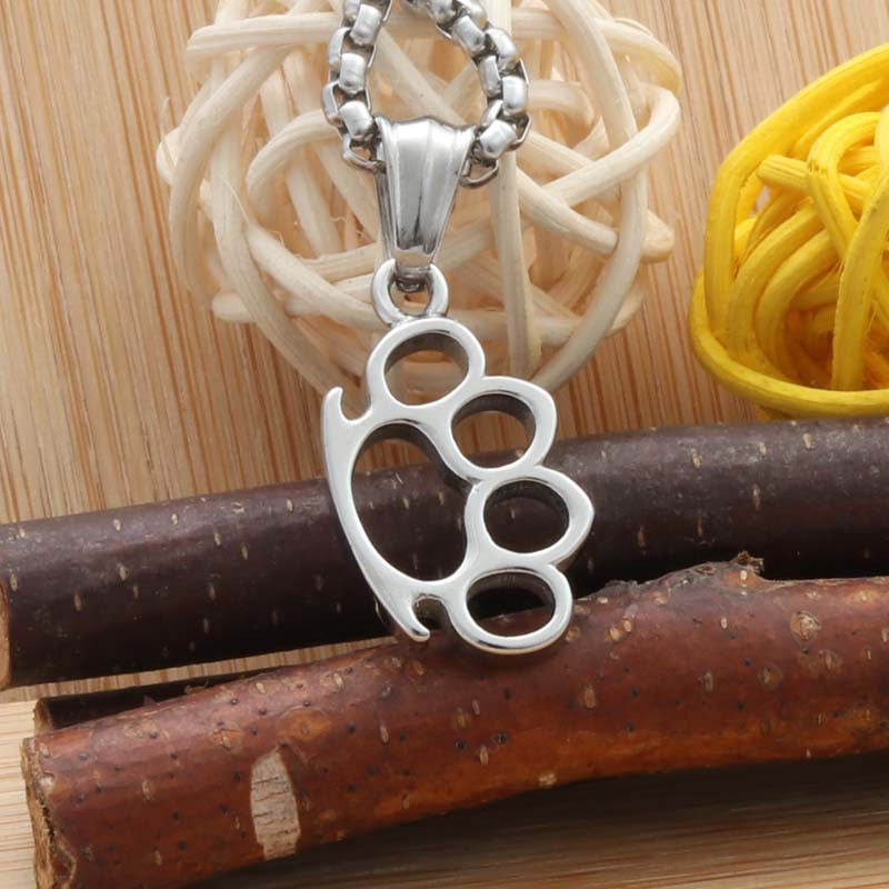 Titanium Steel Bear Claw Pendant Necklace - Punk Style Hollow Animal Design for Men