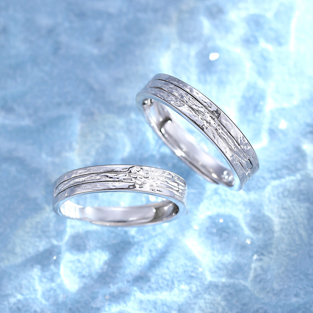 Planderful Sterling Silver S925 Couple Ring For Men And Women Adjustable Comfort Gift Idea