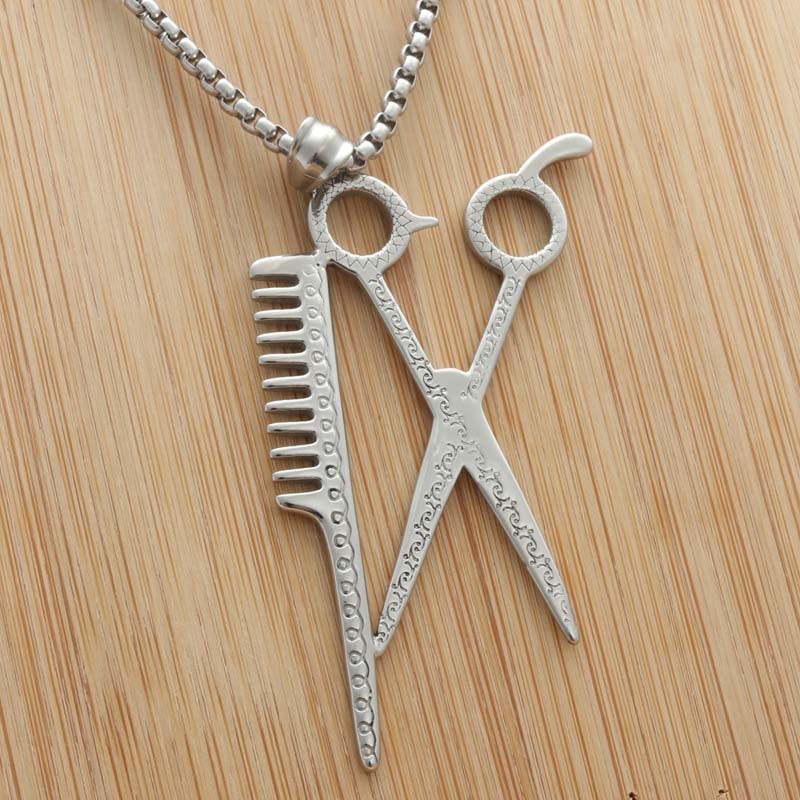 Titanium Steel Scissors Pendant Necklace for Men - Punk Retro Style by Planderful