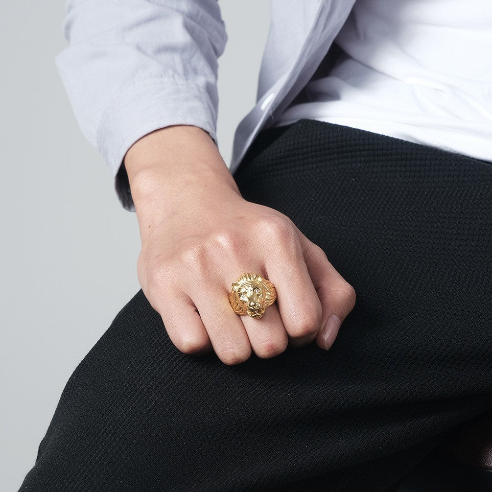 Stainless Steel Men's Lion Head Men's Ring