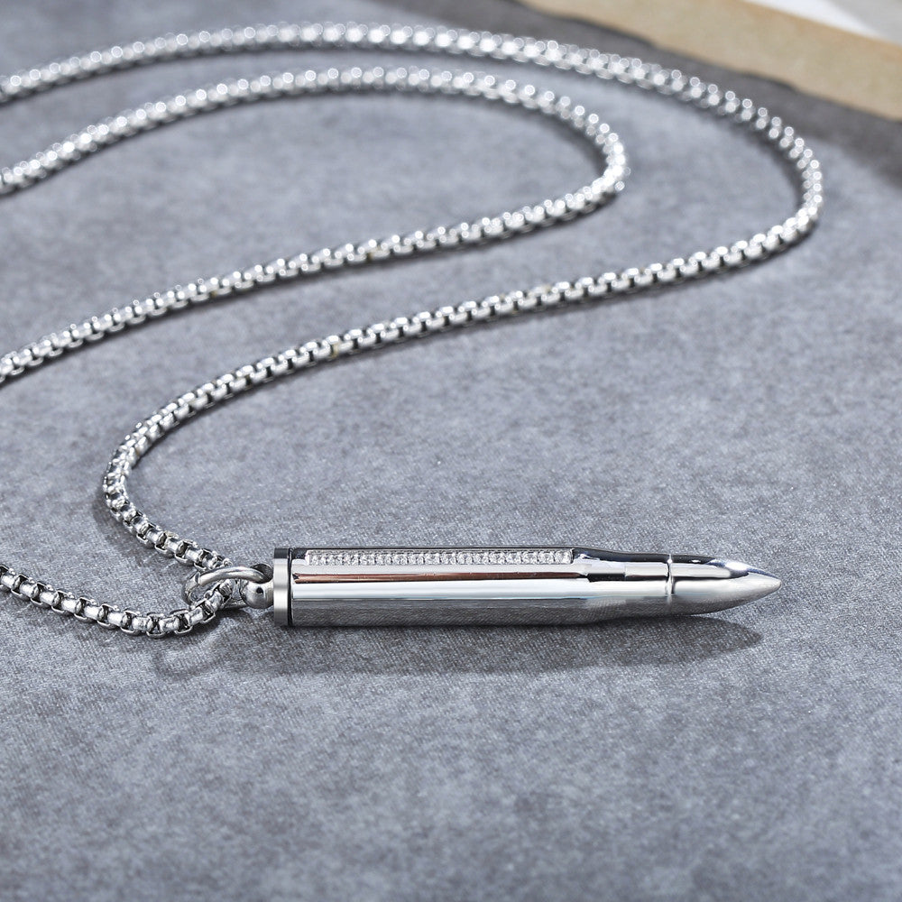 Planderful Elegant Titanium Steel Pendant With Zircon Inlay For Unisex Protection Jewelry